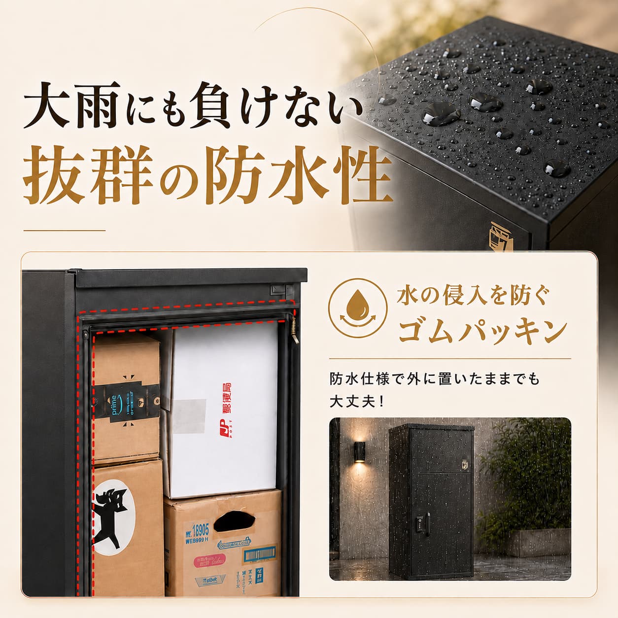 宅配ボックス 戸建て用｜ルスネコボックス Standard＋ 大容量・暗証番号式